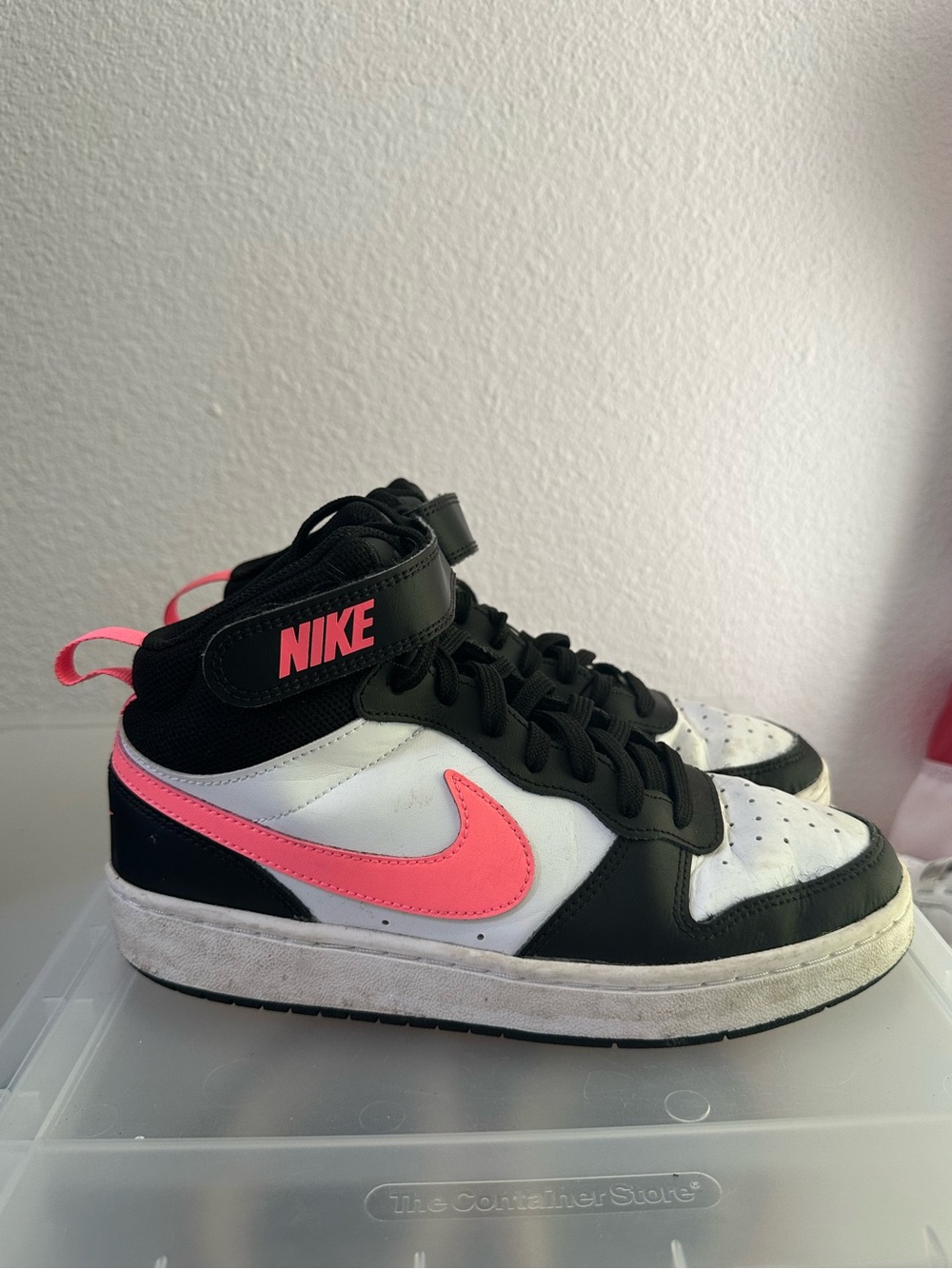 Nike Court Borough Mid 2 Big Kids Shoes, Pink & Black